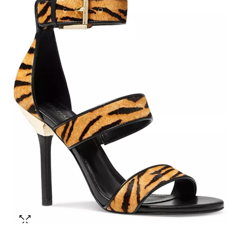 Michael Kors Amal Tiger Print Calf Hair Sandals